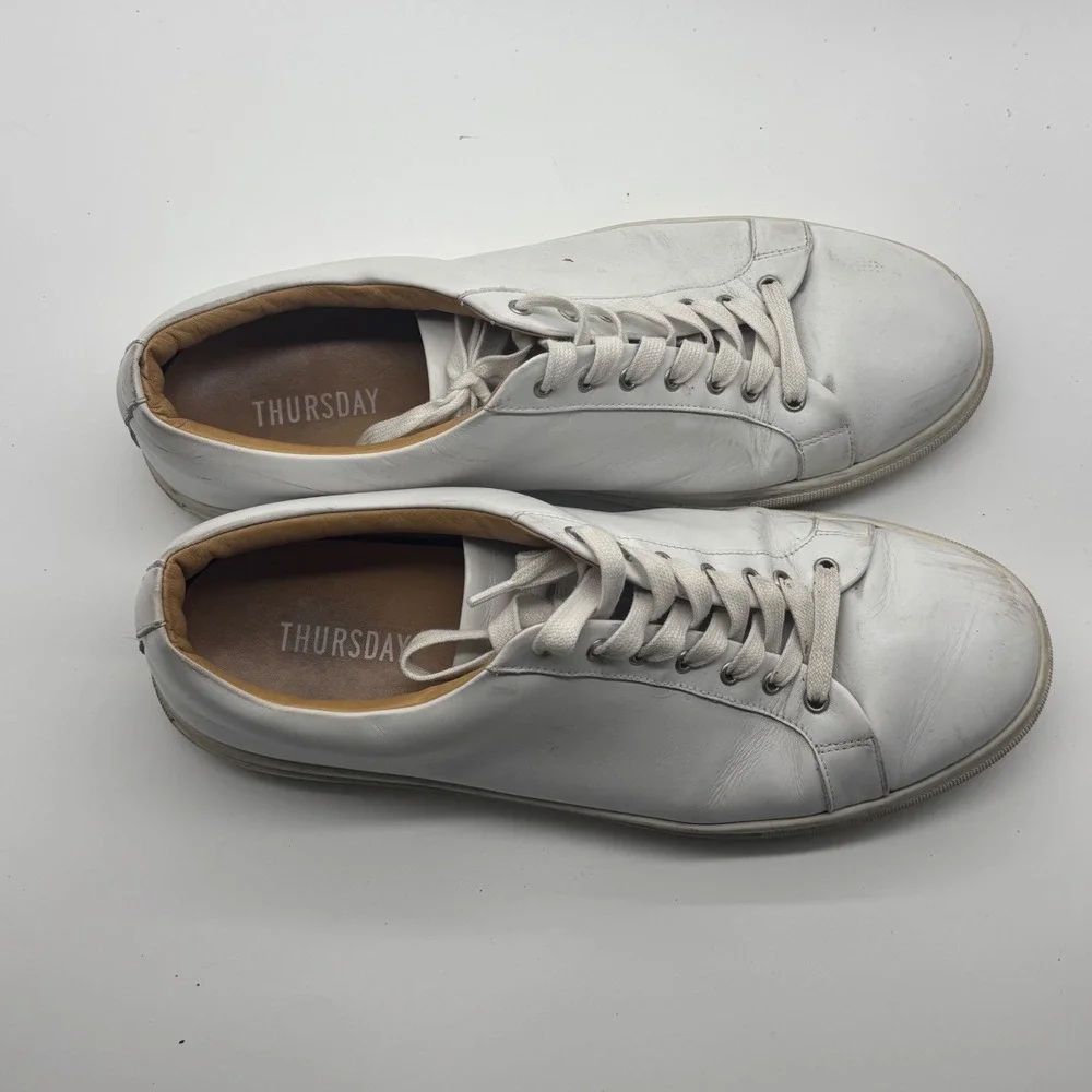 Thursday Boot Co Premier Low Top Matte White Leather Sneakers Mens 13W Everyday